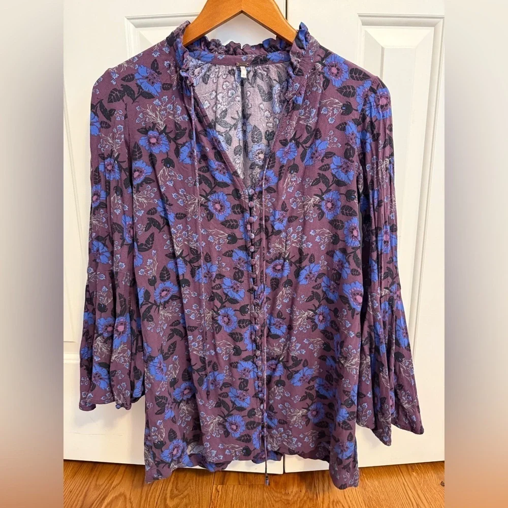 Free People Magic Mystery Tunic Plum Shirt Size XS